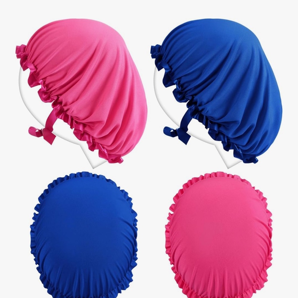 Tanning Caps in Pink and Royal Blue